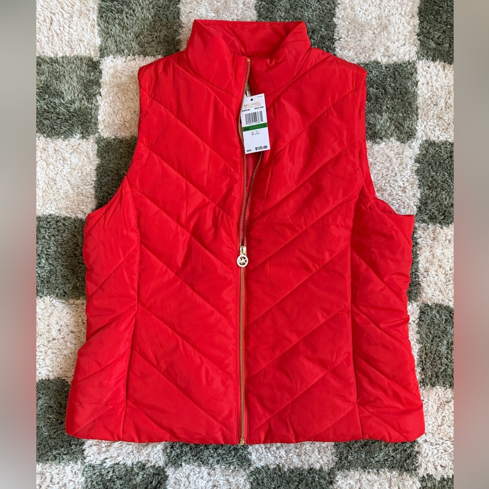 Michael Kors Red Quilted Women's Vest